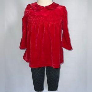 Ralph Lauren, red tunic top with plaid leggings
